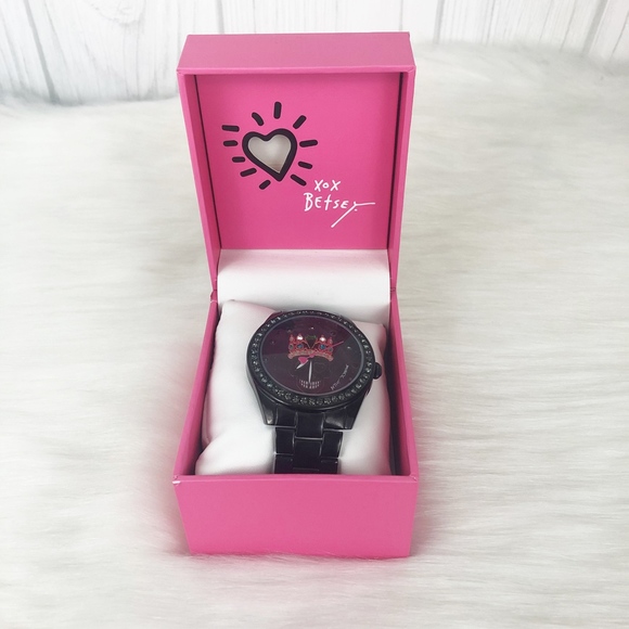 Betsey Johnson Black Skull Crown Watch - Picture 3 of 8